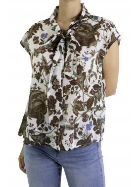 Camicia fantasia mezza manica con fiocco  Fiore